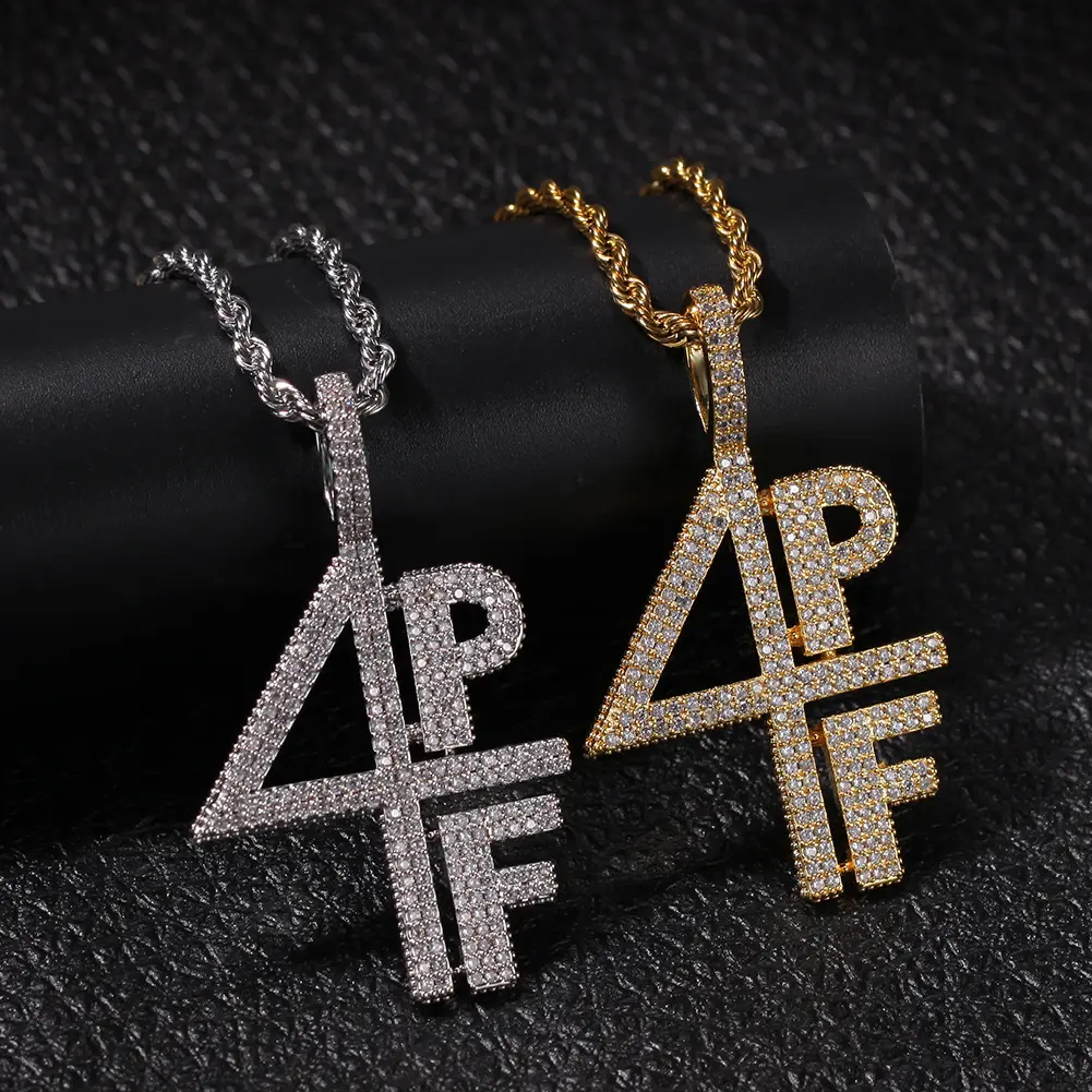 Suxin — collier avec pendentif p4pf en Zircon cubique pour homme, accessoire de bijoux, pendentifs en forme de Micro quatre poches, CZ Rock glacé, pour rappeur