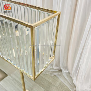 SMOOTH Gold Rectangle Cuboid Wedding Crytal bead Centro DE MESA DE ACERO INOXIDABLE accesorios para eventos de boda - Product Image 3