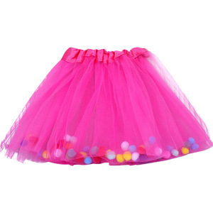 Robe tutu en tulle avec pompons pour filles, costume de scène - Product Image 4