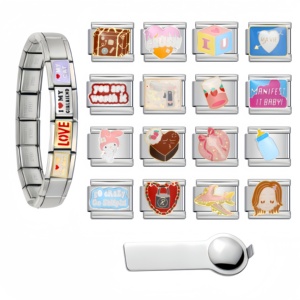 Custom Fashion Stainless Steel Italian Charm Bracelet Pink Series Love Dice Charm Hand Chain DIY Women Bracelet Graduation Gift - Product Image 1