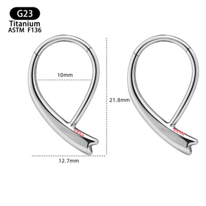 G23 <b>Titanium</b> Nose <b>Ring</b> 10mmx12.7mm Seamless Hook Geometric Design Unisex Everyday Wear - Product Image 1