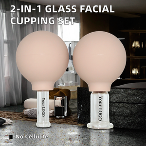 Kit de ventouses faciales anti-cellulite 2-en-1 en verre à aspiration sous vide, produit de massage pour la réduction des ridules <span class=keywords><strong>sur</strong></span> le <span class=keywords><strong>visage</strong></span> - Product Image 2