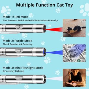 Jouet laser interactif pour chat 3-en-1 multi-angles USB rechargeable avec pointeur laser LED pour l'entraînement des chats - Product Image 5