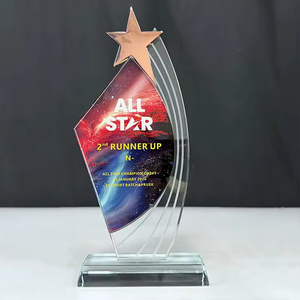 Trofeo in Cristallo K9 di Alta Qualità Personalizzato con Stella a Cinque Punte in Metallo Incisa, Coppa Premio per Competizioni Aziendali - Product Image 5