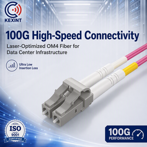 Cable de Fibra Óptica Kexint de Baja Pérdida LC-LC Dúplex OM4 Multimodo Erika Violeta LSZH 50/125um 2.0mm - Product Image 1