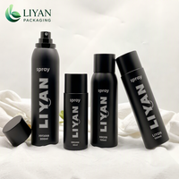 Flacon vide pour spray fixateur LIYAN LYH010 65ml 100ml 150ml 200ml, pompe à brume fine, noir mat, forme cylindrique, plastique PET, cosmétique