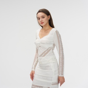 ชุดเดรสแฟชั่นคุณภาพสูงสั่งทำได้ ขายดี ดีไซน์เรียบหรู แต่งลูกไม้ ทันสมัย เซ็กซี่ เอวสูง กระโปรงยาวสำหรับผู้หญิง - Product Image 4