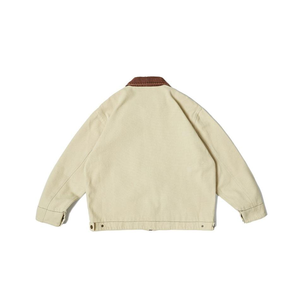 Grosir Jaket pria kualitas tinggi jaket kerja kanvas berat Logo kustom kerah kontras jaket Bomber pakaian tahan angin musim dingin - Product Image 3