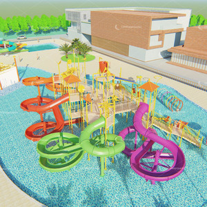 Nuevo Diseño <span class=keywords><strong>2022</strong></span>, Modelo 3D, Tobogán de Fibra de Vidrio para Parque Acuático Interior y Exterior de 4400 Metros Cuadrados, para Uso Familiar y Comercial - Product Image 1
