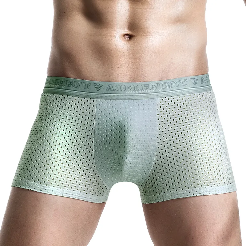 Men's Underwear Boxer Shorts Underwear Mens Boxer Briefs Transparent Breathable Youth Sexy Seamless Ice Silk Ultra-thin Mesh