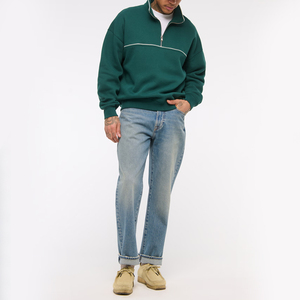 Felpe con Cappuccio da <span class=keywords><strong>Uomo</strong></span> in Cotone Pesante con Logo Personalizzato Ricamato, <span class=keywords><strong>Felpa</strong></span> Tecnica a <span class=keywords><strong>Mezza</strong></span> <span class=keywords><strong>Zip</strong></span> a Maniche Lunghe per <span class=keywords><strong>Uomo</strong></span> - Product Image 5