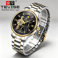 Montre mécanique automatique de luxe TEVISE avec tourbillon, montres personnalisées avec logo, étanches, pour hommes, Relojes Personalizados