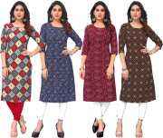 Kurta Droite en Crêpe Imprimée pour Femmes, Nouveau Style, Imprimé Numérique Anti-Froissement, Design Indien, Fête, Festival, Couleur et Taille Personnalisées - Product Image 5