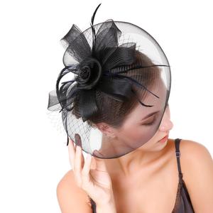 2025 nuovo Design elegante chiesa per <span class=keywords><strong>il</strong></span> giorno del partito cappelli Fascinator accessori per capelli da sposa donna <span class=keywords><strong>cappello</strong></span> piuma - Product Image 2