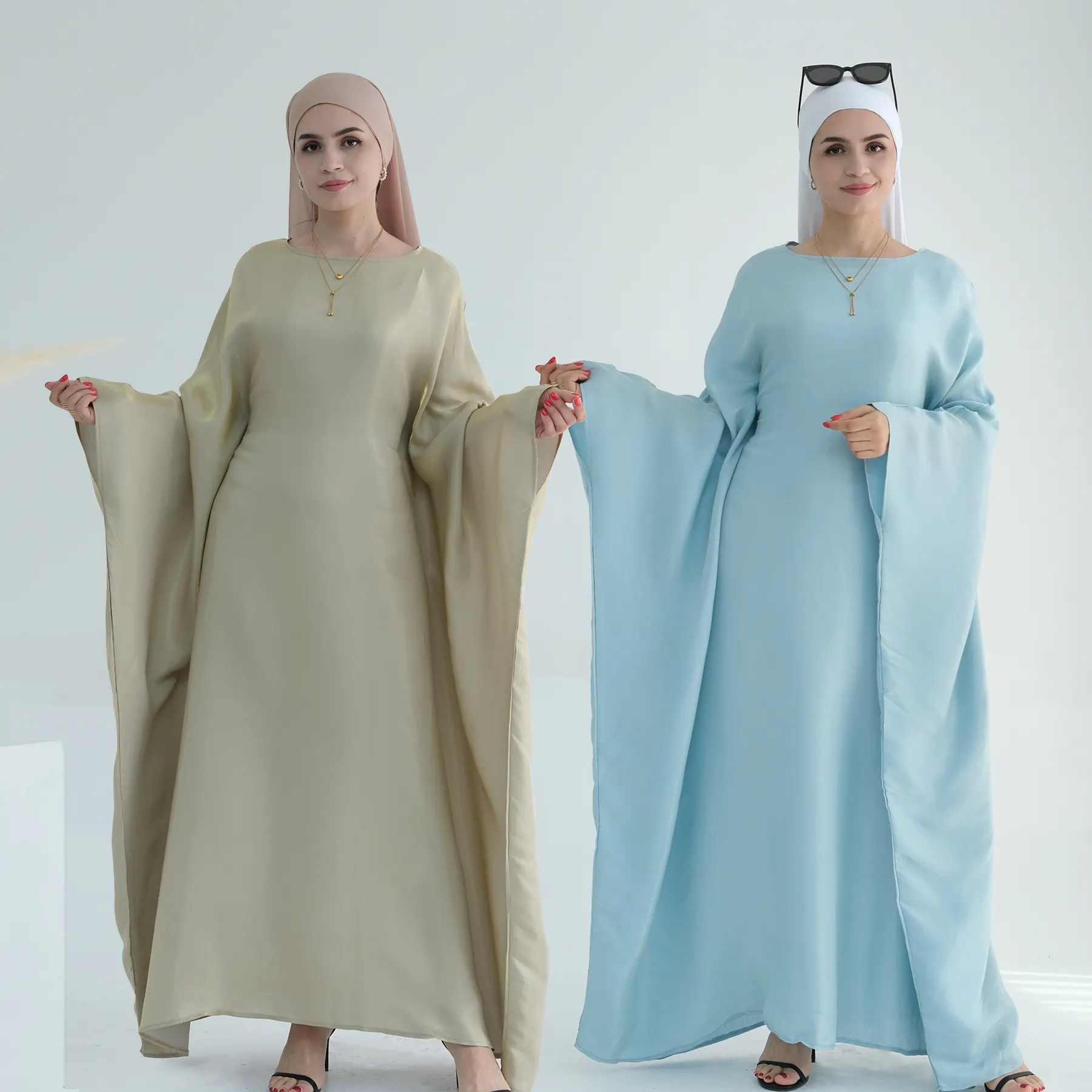 2024 Mới Kaftan Abaya khiêm tốn Dresses Phụ Nữ Hồi Giáo Abaya Shinny Polyester Cộng Với Kích Thước Của Phụ Nữ Dresses Truyền Thống Hồi Giáo Quần Áo