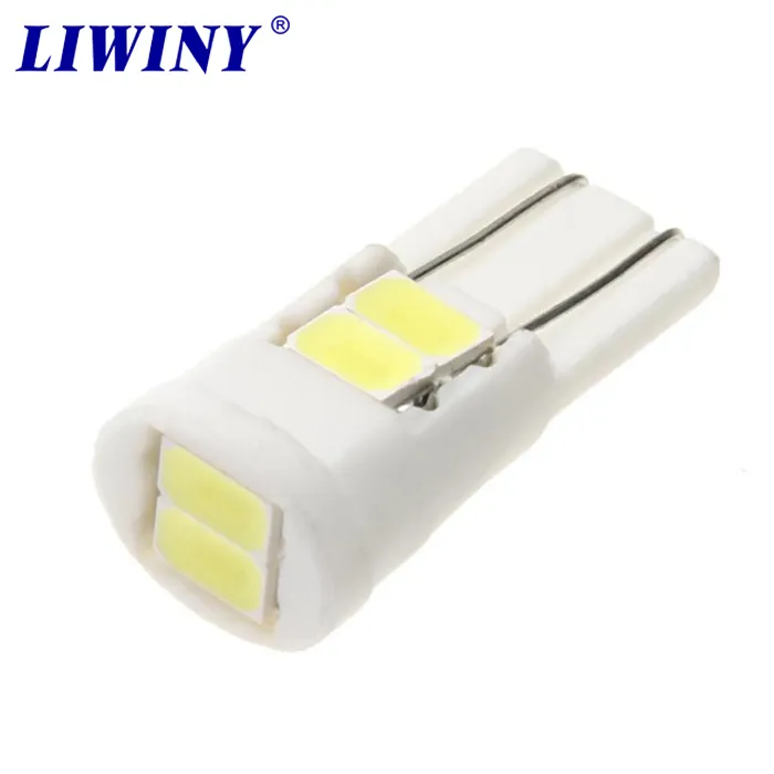free shipping Liwiny T10 6smd 5630 with ceramic base led side maker bulb parking lamp 12V for auto car