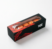 Boîte à sushi de style japonais noire et rouge personnalisée de haute qualité 2026 avec fenêtre transparente pour l'emballage alimentaire à emporter de sashimi frais