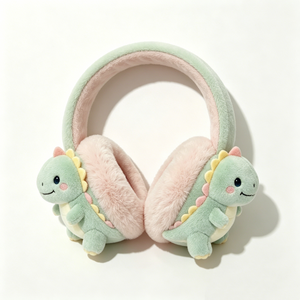 Orejeras de Felpa de Dinosaurio Personalizadas para Niños, Lindas Orejeras de Dinosaurio de Dibujos Animados, Orejeras de Felpa Suaves - Product Image 2