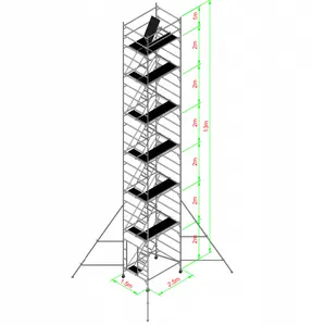 Menara perancah papan Mobile Prop baja dengan tangga bingkai berjalan