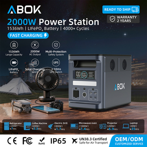 Estación de Energía Portátil Todo en Uno ABOK Ligera y Fácil de Transportar, 18 kg, 2000 W, 1536 Wh, LiFePO4, IP65, Generador Solar para Acampar <span class=keywords><strong>al</strong></span> Aire Libre - Product Image 5