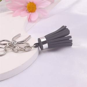 Nouveau <span class=keywords><strong>Pendentif</strong></span> Porte-clés en Alliage avec Nœud Papillon et Pompon en Cuir Doré/Argenté, Accessoire DIY pour Sac à Main Femme - Product Image 3