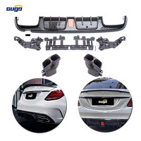 Diffuseur arrière style GUGO W205 avec feux de freinage LED et embouts d'échappement quadruples pour Mercedes-Benz Brabus Classe C W205 2015-2018