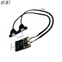 Tarjeta de Expansión Mini PCIe PCI-E MPCIe a 2 * USB 2.0 Tipo-A con Orificio de Montaje en Panel y Cable USB de 36CM