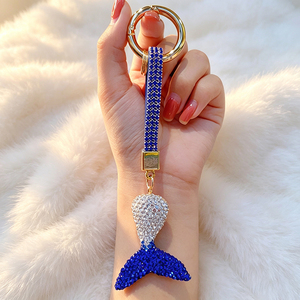 Porte-clés queue de sirène en strass, pendentif queue de poisson scintillant en cristal, breloque de sac pour femme, décoration de sac à main, cadeau - Product Image 5