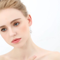Style coréen japonais 925 boucles d'oreilles en argent Sterling frais mignon lune chat oreille fil femmes forêt Sweetelegant chaton or cadeau