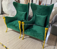 Fauteuil simple inclinable de luxe canapé Style européen fauteuils en velours en laiton doré fauteuil d'appoint de salon haut de gamme fauteuil classique