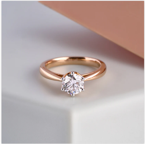 แหวนเพชรเม็ดเดี่ยวทรงกลมที่ตัดอย่างยอดเยี่ยมทำขึ้นเพื่อขอแต่งงานและของขวัญแบบมีความมุ่งมั่นนิรันดร์จากอินเดีย - Product Image 5