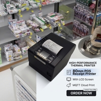 Imprimantes thermiques de reçus et codes-barres MQTT Cloud de 80 mm avec écran LCD, Bluetooth sans fil, USB, LAN, WiFi