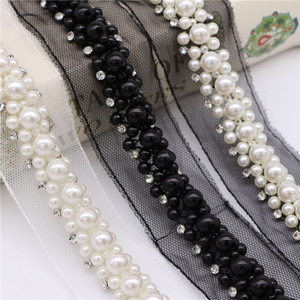 Tulle Et Dentelle Fait Main Gris Lurex Avec Broderie - En Bandes Pour Couture