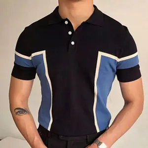 2022 Summer Men's Short-sleeved Knitted Casual POLO Shirts Contrast Color British Slim Lapel Ice Silk POLO Shirt Men Clothes