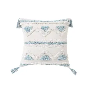 Innermor条纹蓝色簇绒抱枕靠垫套高端18x 18英寸靠垫套
