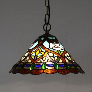 LongHuiJing 12 Inch Tiffany Style Chandelier Vintage Stained Glass Lamp Farmhouse Decor Gallery Baroque Ceiling Chandelier - Product Image 2