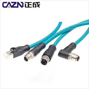 Câble adaptateur <span class=keywords><strong>Ethernet</strong></span> M12 mâle vers RJ45 code X, connecteur 8 broches, câble <span class=keywords><strong>Ethernet</strong></span> d'alimentation M12 code X 8 broches, broches à souder, câble CAT6A - Product Image 5