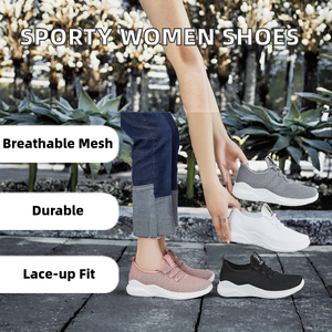 Nuevos zapatos deportivos con cordones para mujer, malla informal transpirable para uso diario con plantilla de PVC antideslizante acolchada para otoño - Product Image 3