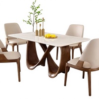 Table à manger en bois massif de style minimaliste moderne, base de table de luxe pour villa, hôtel, écologique, durable, grand format, rectangulaire, meubles pour la maison