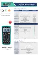 WinAPEX 890C Multimeter Digital True RMS Rentang Otomatis 6000 Hitungan Tegangan AC/DC Arus Resistansi Kapasitansi Frekuensi