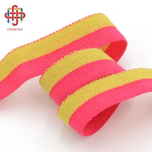 Fabriek 10 Mm Nylon Spandex Kleurrijke Glanzende En Pluche Band Fold Over Elastische Bias Binding Tape Voor Kleding Ondergoed