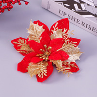 Fleurs de Noël artificielles décoratives de luxe à paillettes pour la décoration des arbres et de la maison - Grande Vente