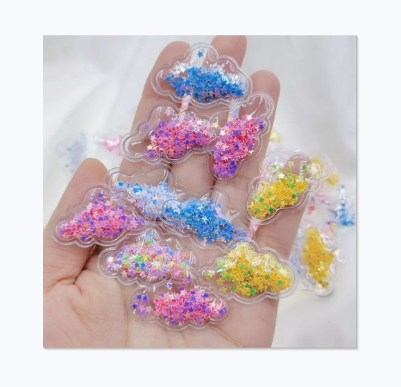 Love Cloud Transparent Plastic Filling Bling Shaker Sequin Appliques for DIY Headwear Hair Clips Accessory Patches