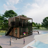Maisons conteneurs multi-étages abordables avec passerelle et mur-rideau en verre pour un espace de vie moderne et écologique