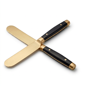 Cheese Butter Knife Kitchenware Stainless Steel Blade Gold Finish Black Handles Eco-Friendly Dishwasher Safe for Wedding Other - Product Image 1