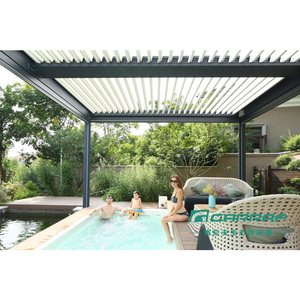 Gazebo eléctrico de bloque UV personalizado, pérgola con sistema de Control remoto, impermeable, de aluminio, con <span class=keywords><strong>persianas</strong></span> LED - Product Image 5