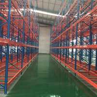 Étagère de stockage de palettes à poutres transversales robustes pour zone de manutention, avec 5 niveaux et configuration haute densité