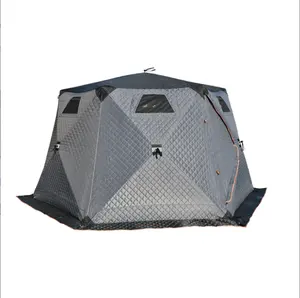 Tienda de sauna hexagonal para exteriores personalizada emergente portátil cuadrado senderismo aislado camping cubo de hielo carpa de pesca de invierno sauna móvil