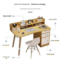 Bureau d'ordinateur pliable compact en bois de style nordique pour la maison, la chambre et le bureau - Table d'écriture pour étudiants pour les dortoirs