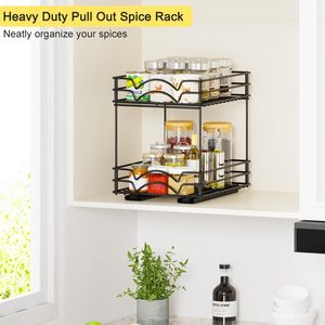 Étagère à épices multifonctionnelle robuste en fer à double niveau de 9 pouces, de type autoportant, pour rangement de cuisine domestique - Product Image 6